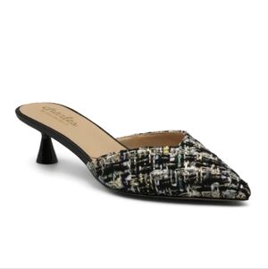 Charles David Aloe Mule - Black and White Tweed Pattern Shoes Size 7.5